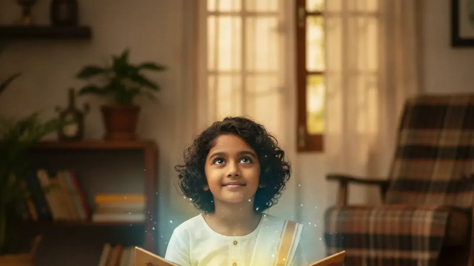 കഥാപുസ്തകം വായിക്കുന്ന ഒരു കുട്ടി